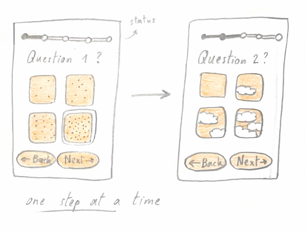 sketch where the questions are separated and not all on the same screen