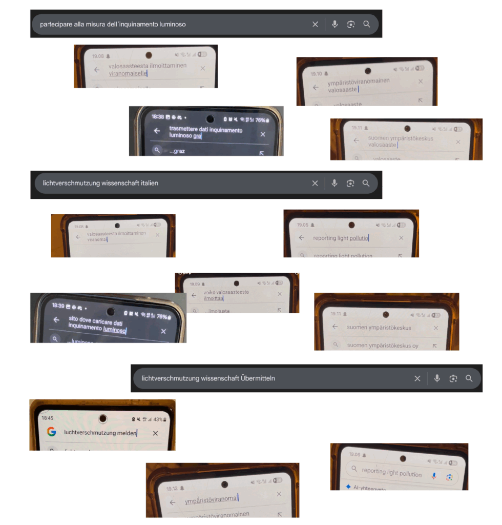 screenshots of different Google searches