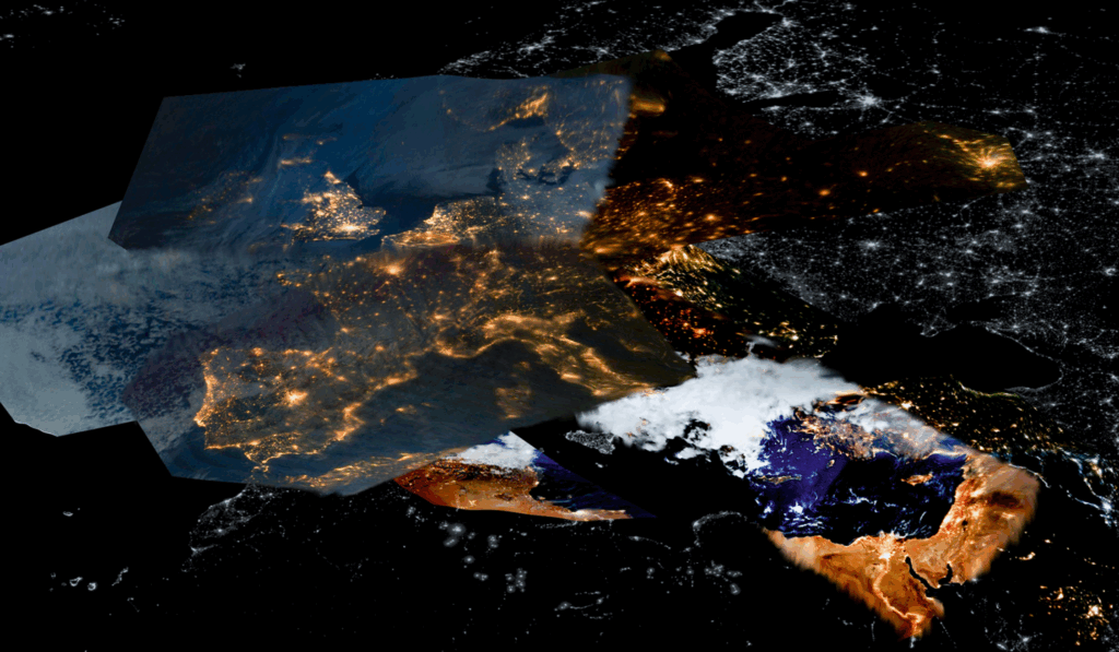 satellite photo of Europe where light pollution can be seen