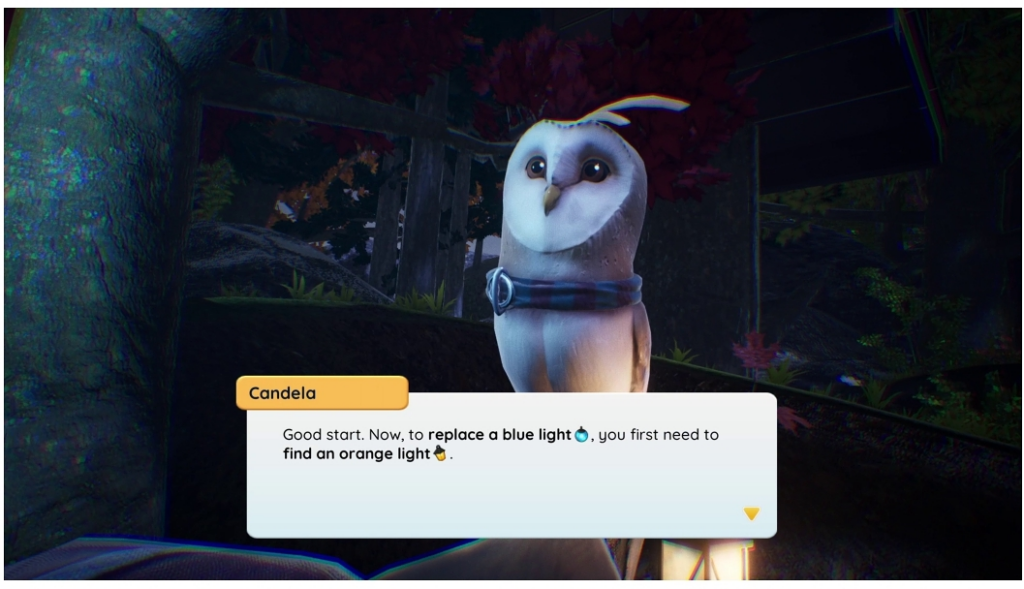 Candela the barn owl says: Good start. Now, to replace a blue light, you first need to find an orange light.